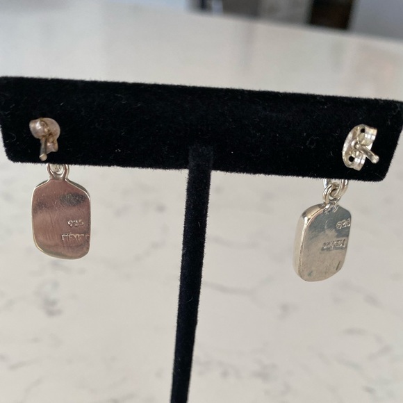 .925 Sterling Silver Post Earrings and Pendant with Coral - Picture 4 of 5